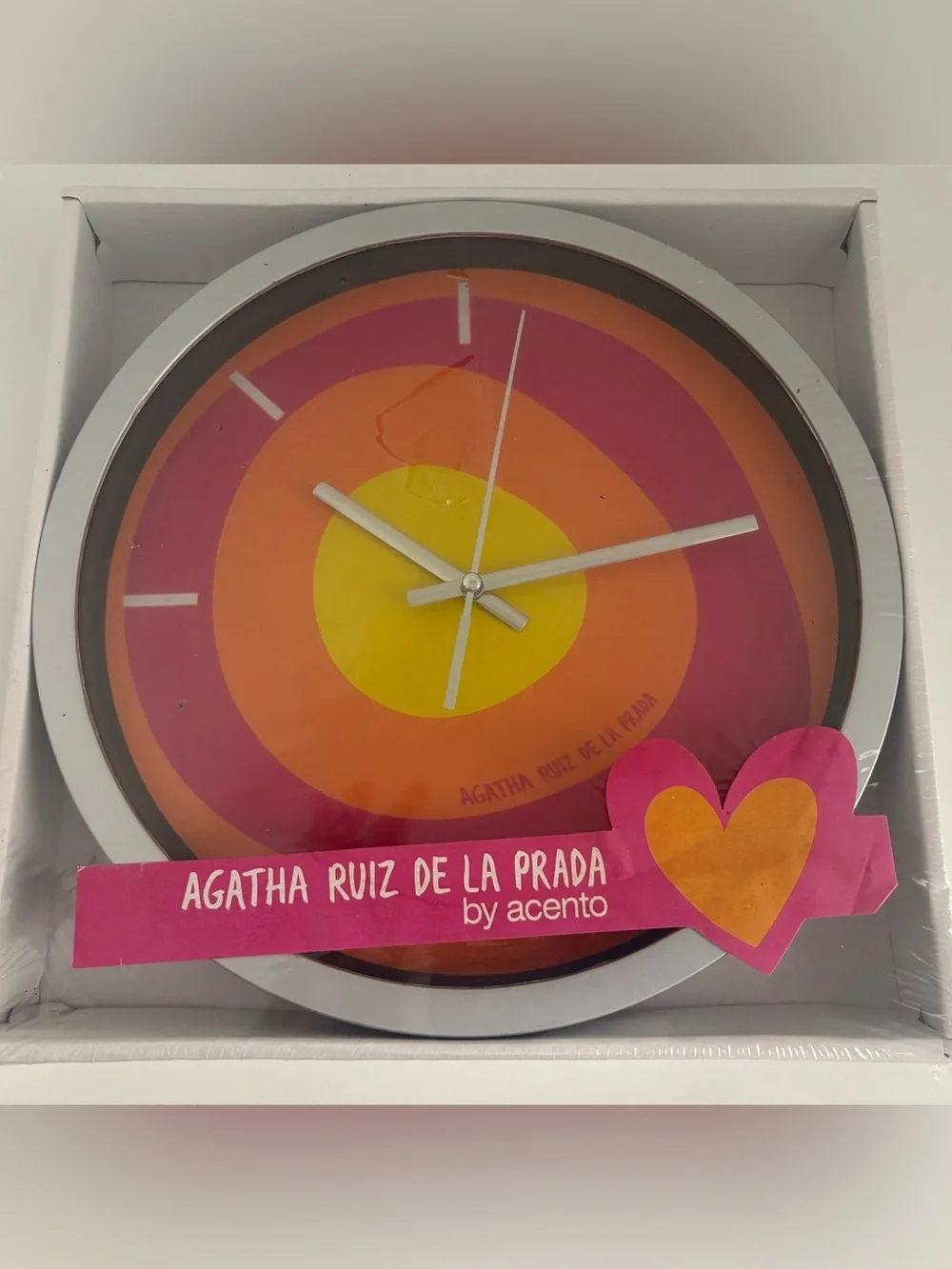 Agatha Ruiz De La Prada Pink Orange Yellow Heart Clock & Towel Set